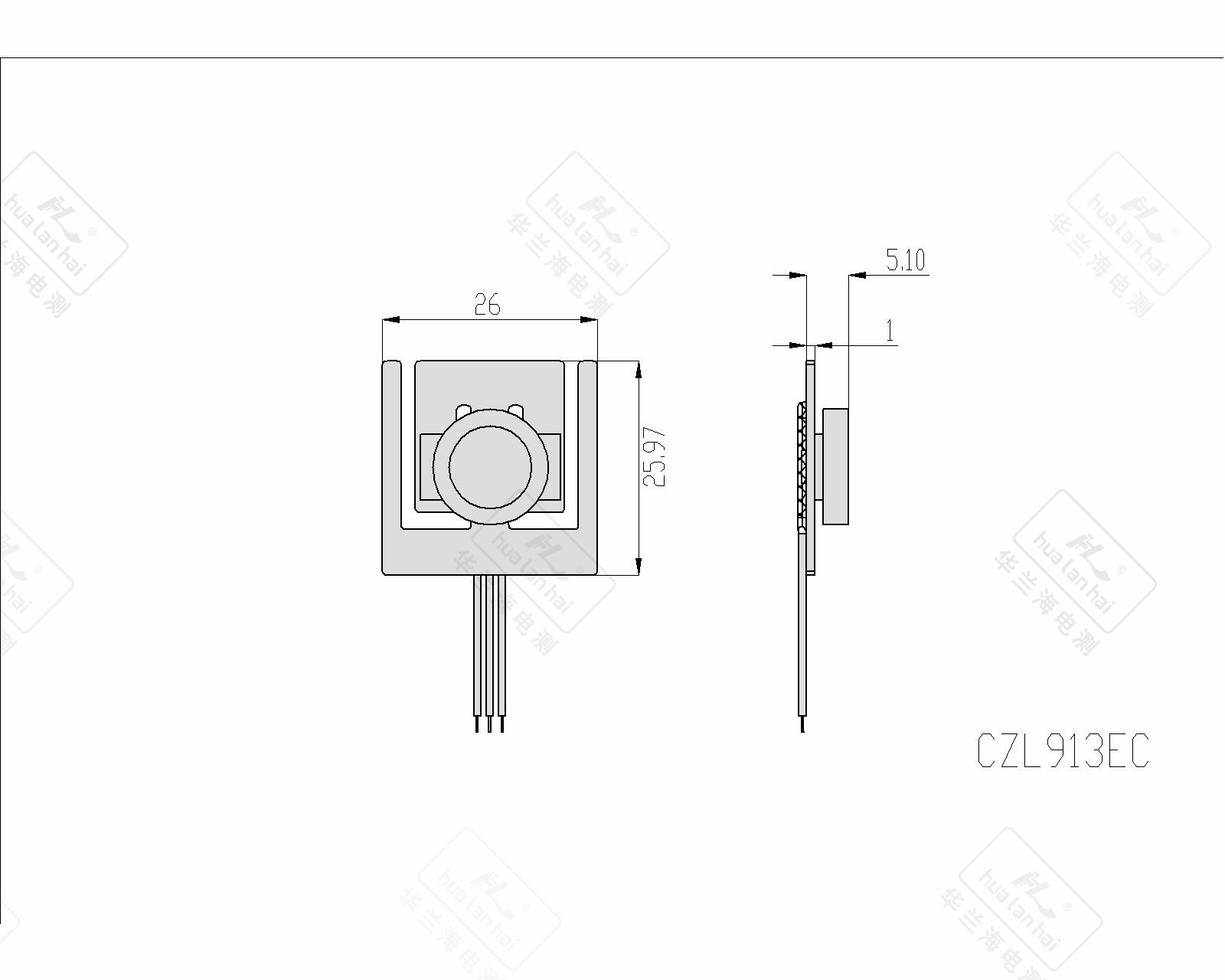 CZL913EC Sensor Dimensions and Configuration Steel Micro Sensor CZL913EC technical specifications diagram