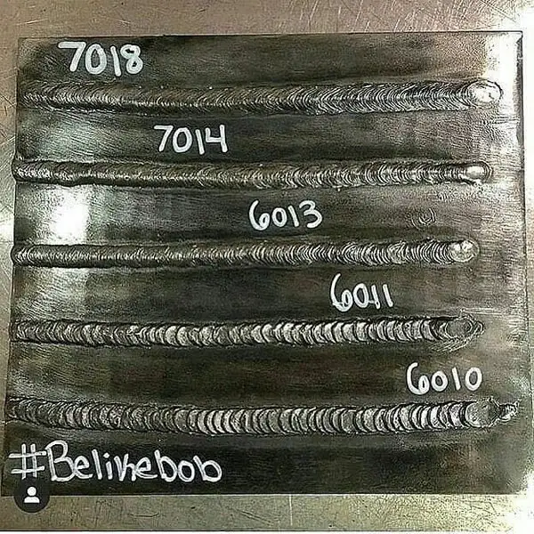 different stick welding rods laid out for job based selection