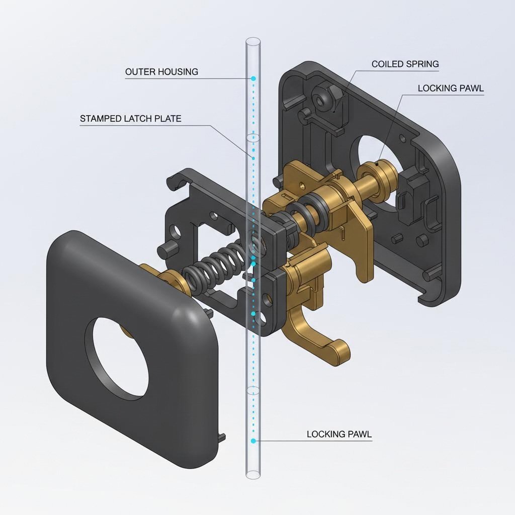 Stamping Seat Belt Buckles: Manufacturing Precision & Safety Standards Progressive die stamping line transforming steel coils into seat belt buckle components