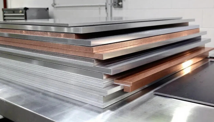 raw materials inventory showing various metal types used in precision fabrication