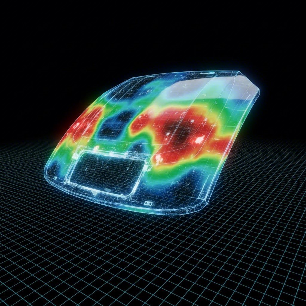Surface Defects in Automotive Stamping: Diagnosis & Repair Guide Heat map visualization of stress distribution on a stamped automotive panel