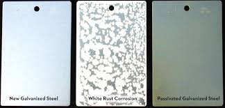 inspection of galvanized steel showing white rust and edge corrosion