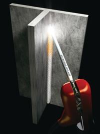 vertical stick welding setup with a clear work area and stable stance