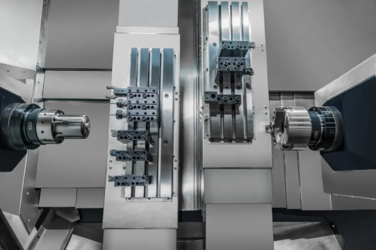 metal brackets at various fabrication stages in a modern manufacturing facility