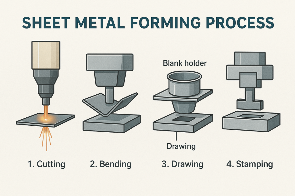 key metal forming processes include bending stamping rolling and deep drawing techniques