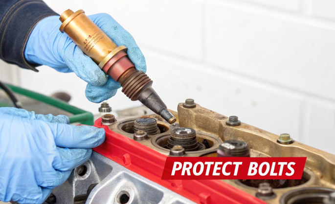 copper plated car parts and careful surface prep in an automotive workshop