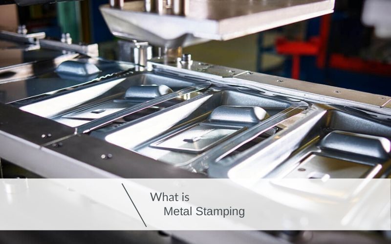 progressive die stations performing sequential stamping operations on a continuous metal strip