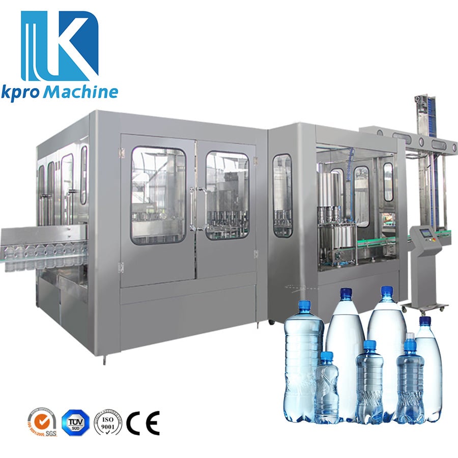 18000BPH, 350ml/500ml 소형 병 음용수 충진·밀봉 기계(40노즐)