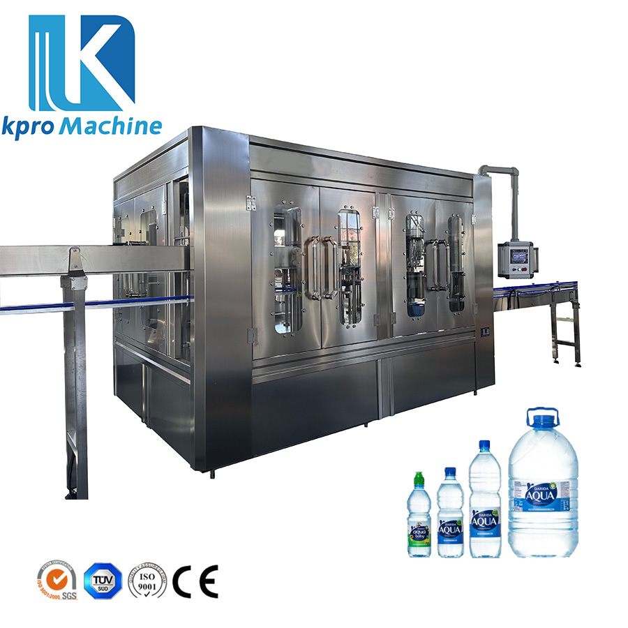 2000BPH 5L 플라스틱 병 순수수 세정·충진·마개 닫기 3in1 기계