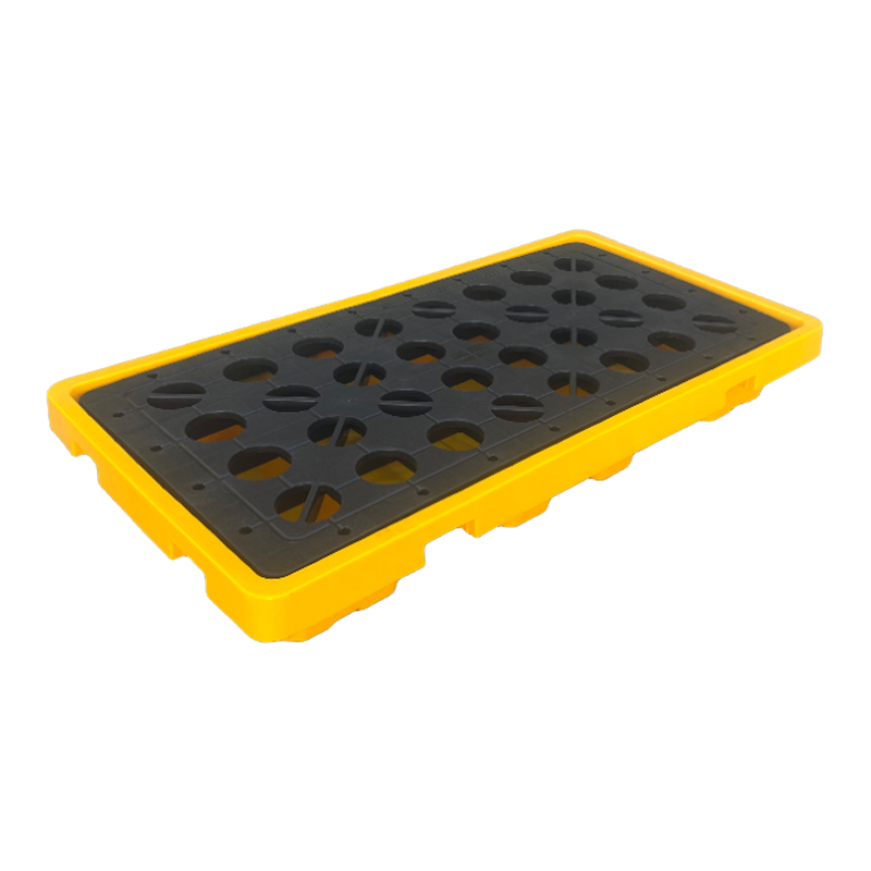 Vassoio in plastica HDPE anti-perdita 1290 * 690 mm, adatto per lo stoccaggio di fusti per imballaggio chimico, può contenere 4 fusti da 200 L.