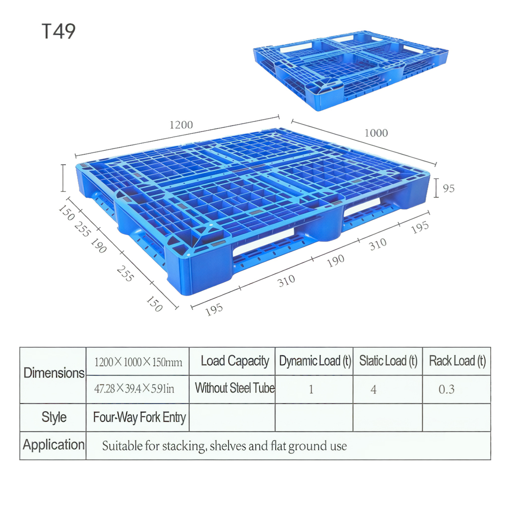  European Tray | For Sale HDPE/PP Plastic Pallets  Industrial Large  Warehouse Reusable Plastic Pallet    T49