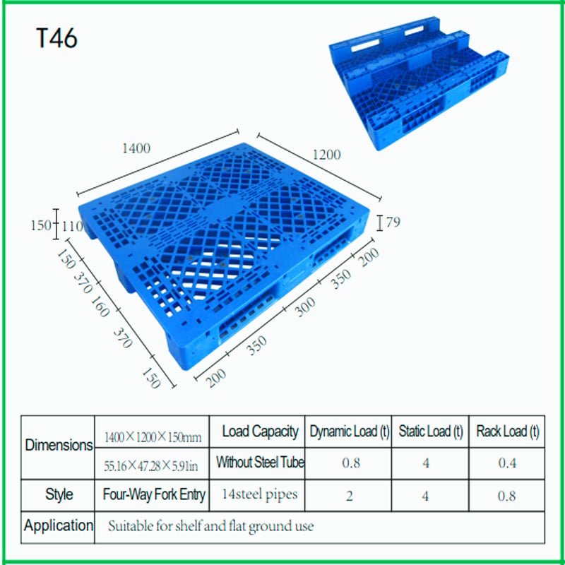 European Tray | Original Factory HUADU  Custom Cheap High-quality Durable Industrial 4-Way Warehouseflat Ground Use Grid Plastic Pallet For Stacking/Shelving/Flat Use  T46