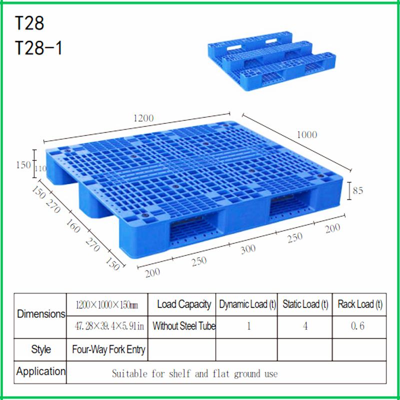  European Tray | Euro Stackable Nestable Recyclable Heavy Duty Warehouse Transportation Storage Grid Solid Plastic Pallet T28