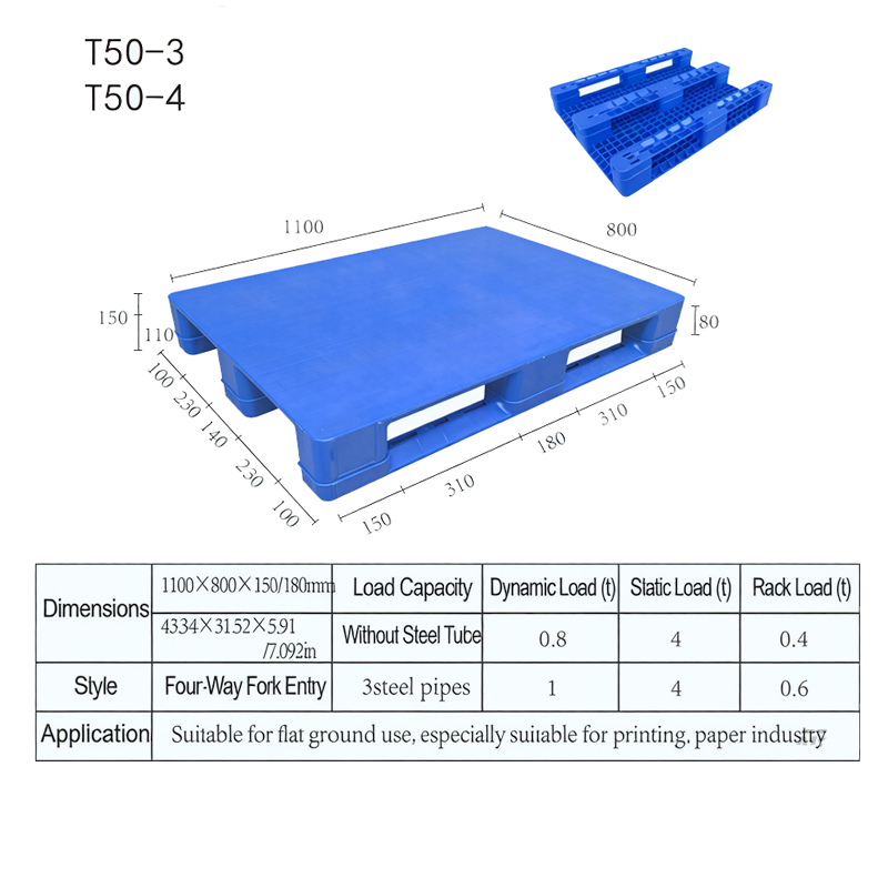  HDPE European Tray |Heavy Duty Industrial Nine Legs Solid Flat Plastic Euro Pallet 1100*800*180MM Single Faced 4-Way Entry T50-4