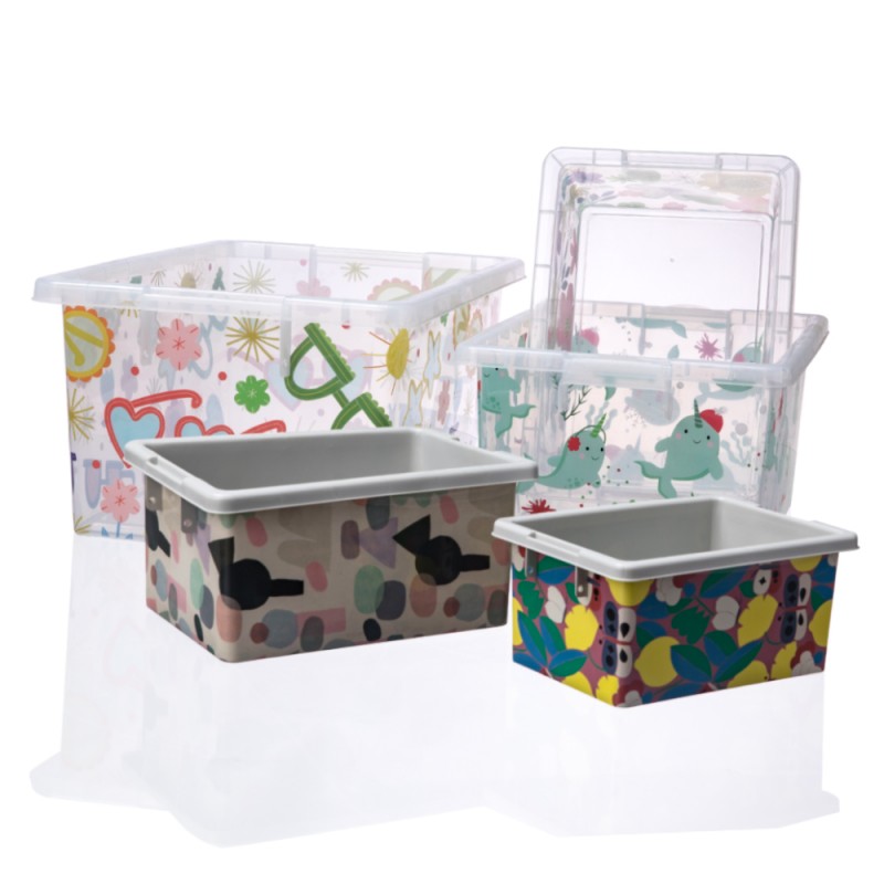 In-Mold Labeled Film for Injection-Molded Plastic Storage Boxes