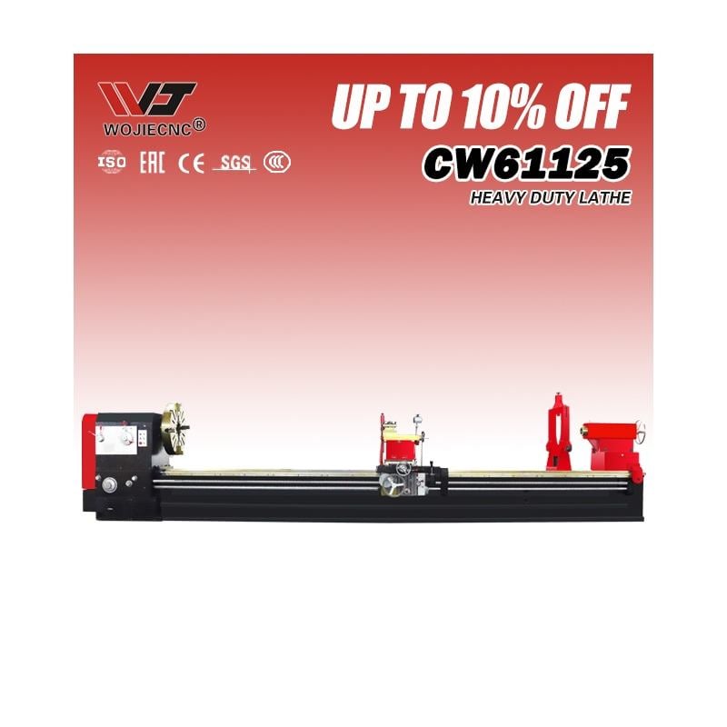 Heavy Duty Metal Lathe Machine CW61125 Manual Lathe for Metal Machining for Long Workpieces