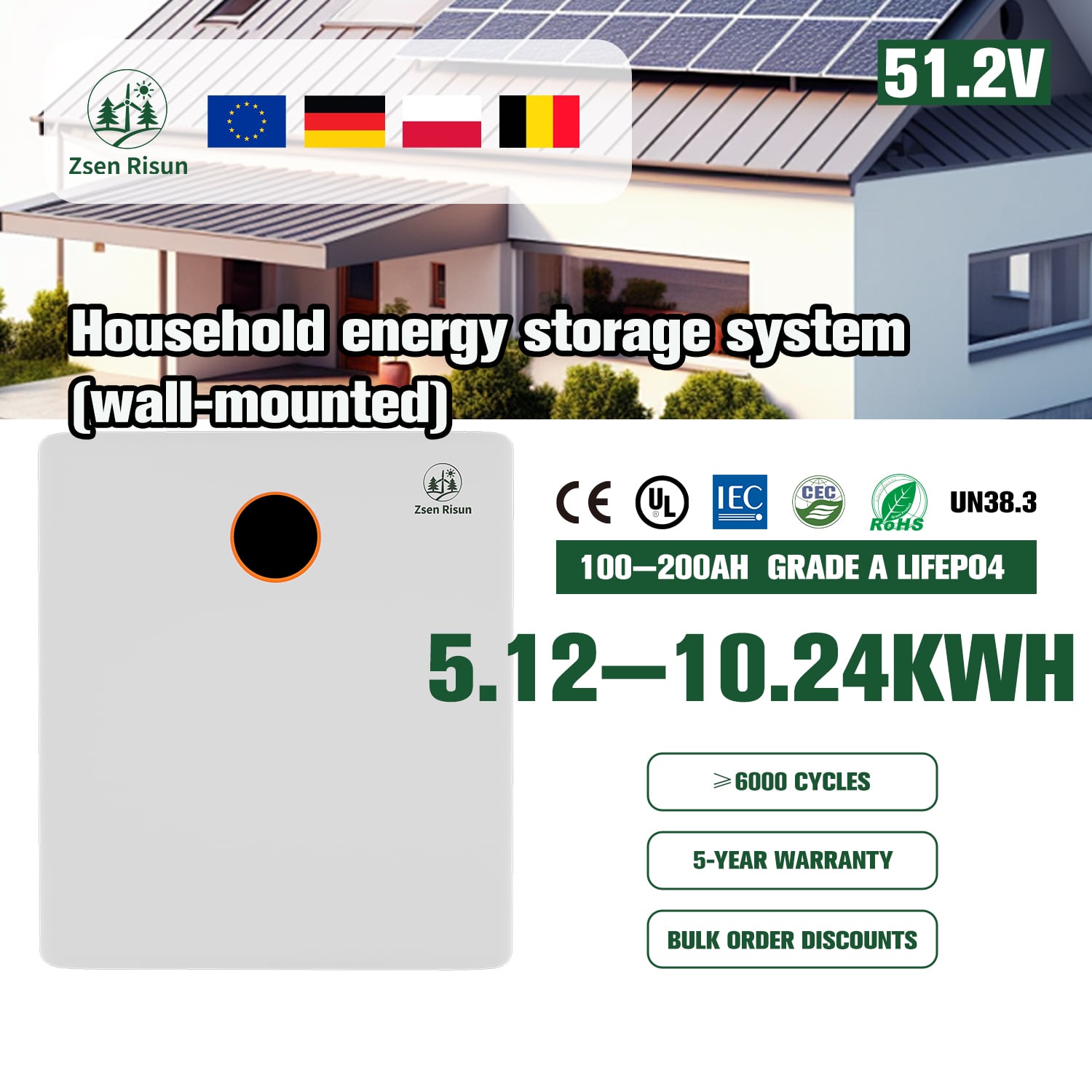 Household energy storage system (wall-mounted)