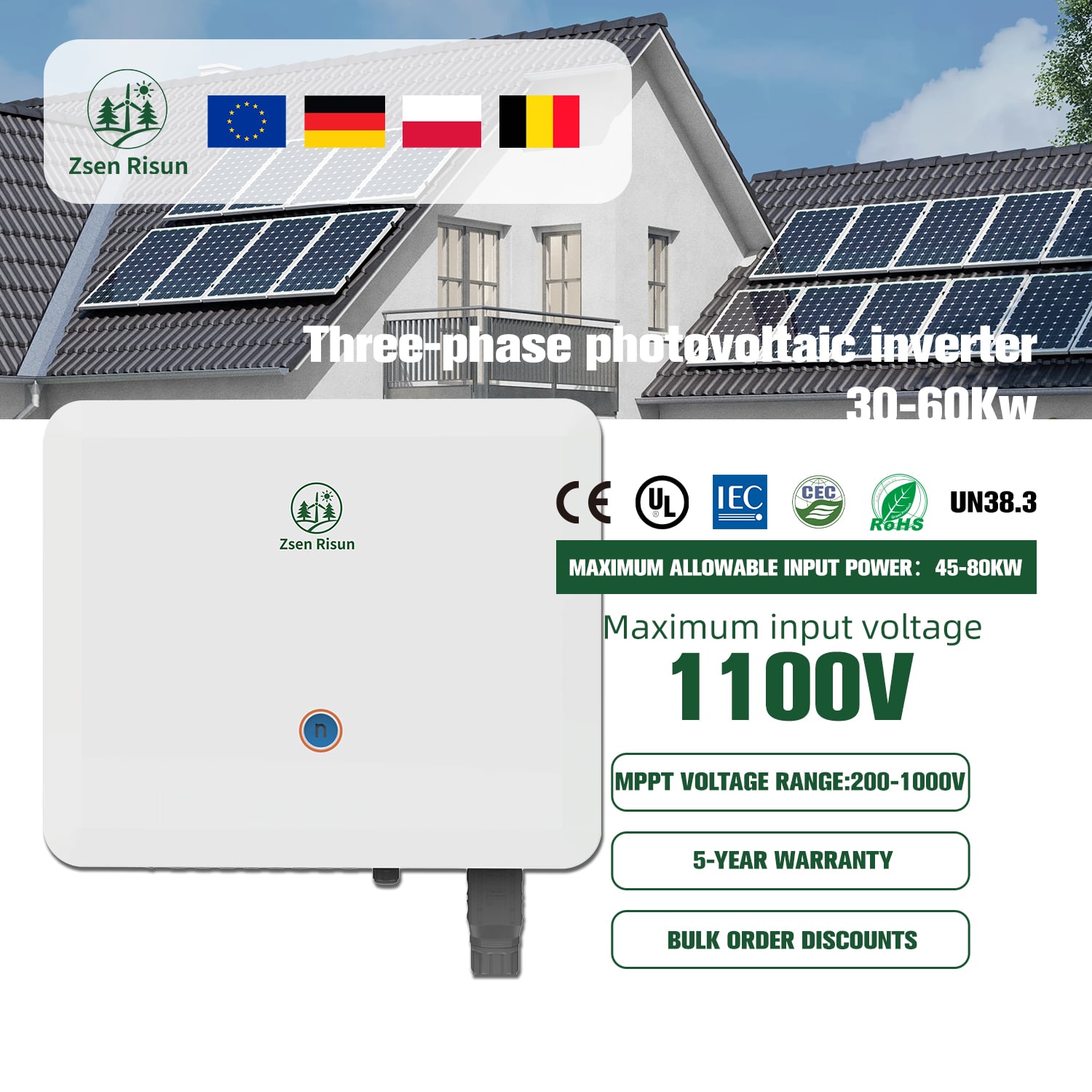 Three-phase photovoltaic inverter 30-60kW