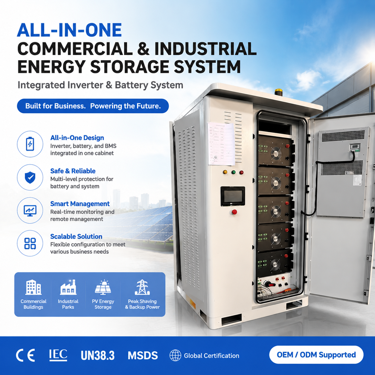 高電圧エネルギー貯蔵統合機 20kW／112kWh