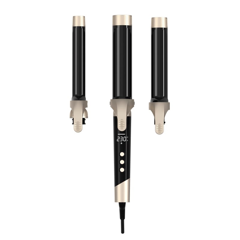 Digital 3 in 1 Interchangeable Ceramic Hair Curler with Clip