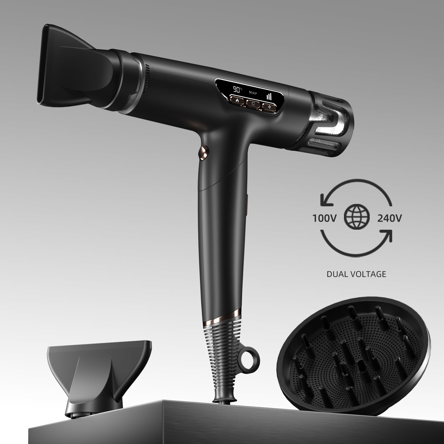 Lightweight Dual Voltage 100-240V Plasma Hair Dryer for Travel 