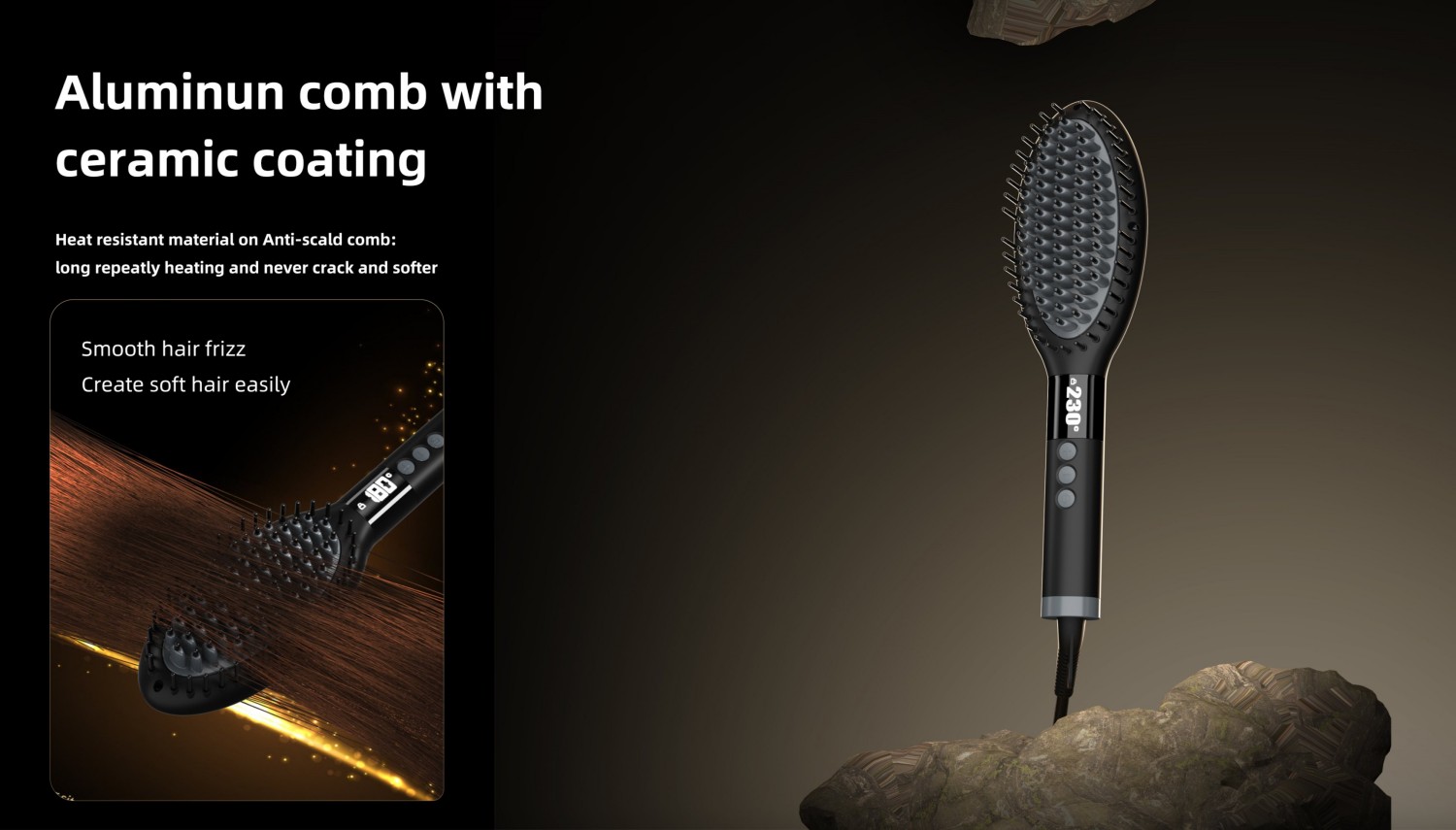 Fast Heating Anti Scald Electric Ceramic Hair Straightener Brush factory