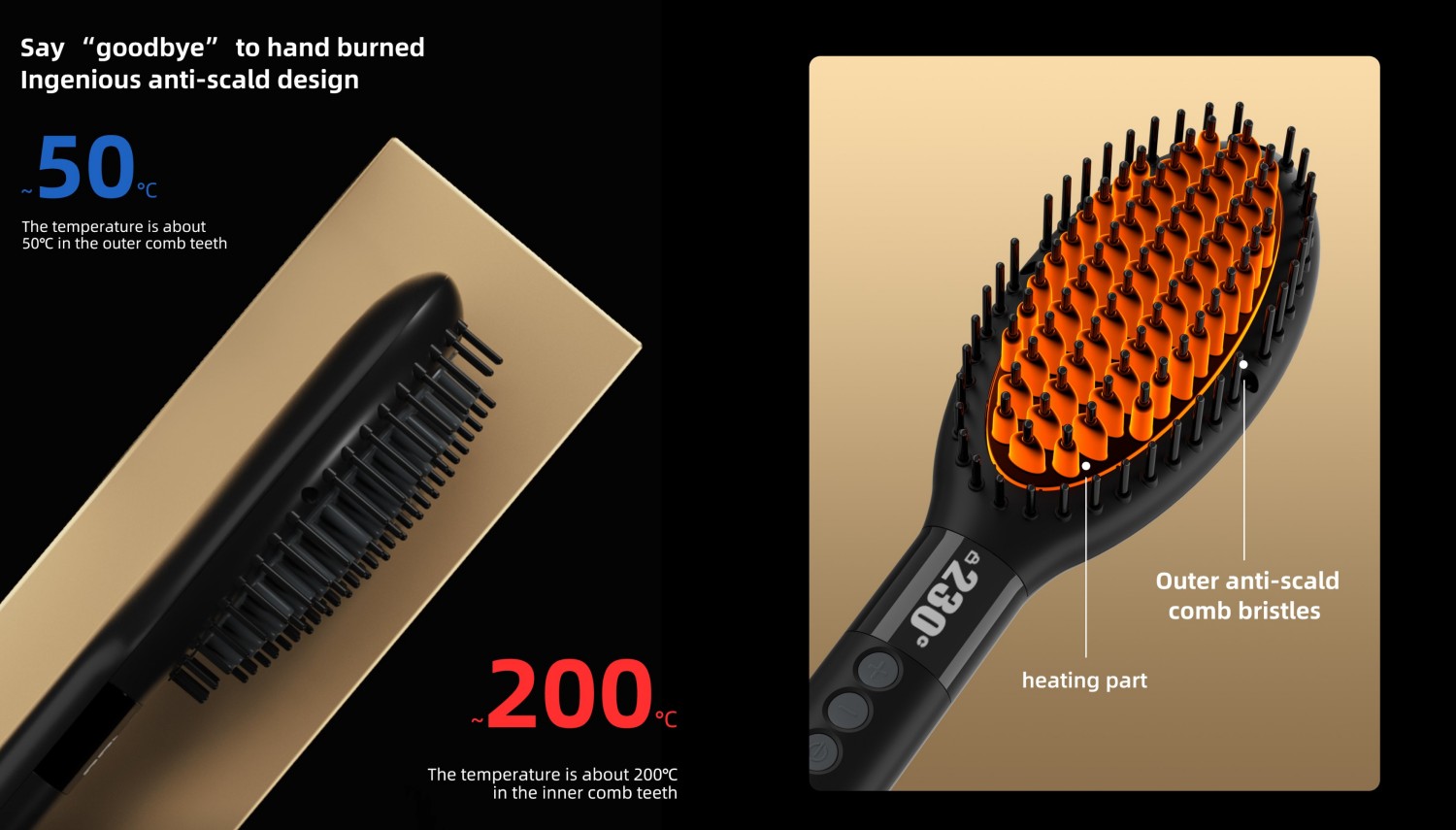 Fast Heating Anti Scald Electric Ceramic Hair Straightener Brush supplier