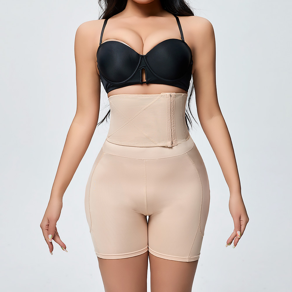 High Waiste Buckle With Pads Shaping Shorts