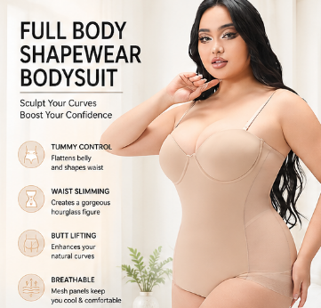Seamless Tummy Control Shapewear Bodysuit with Built in Cups