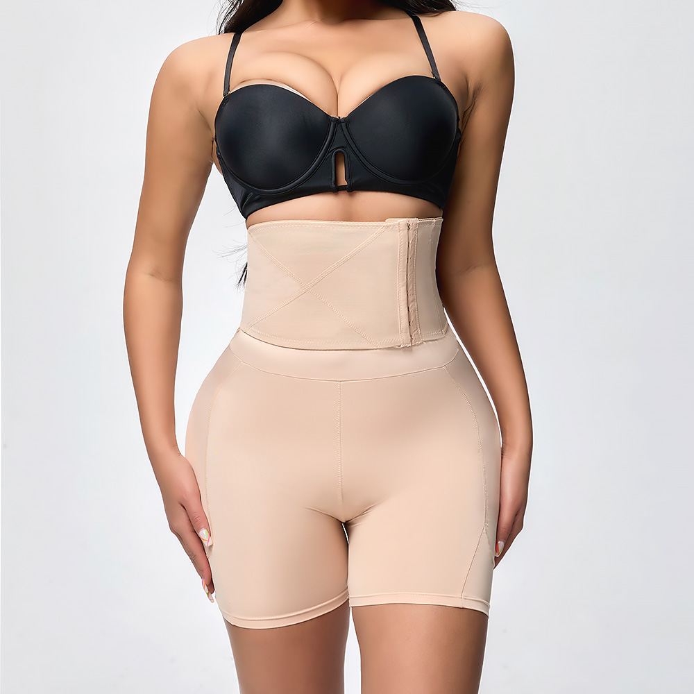 High Waiste Buckle With Pads Shaping Shorts