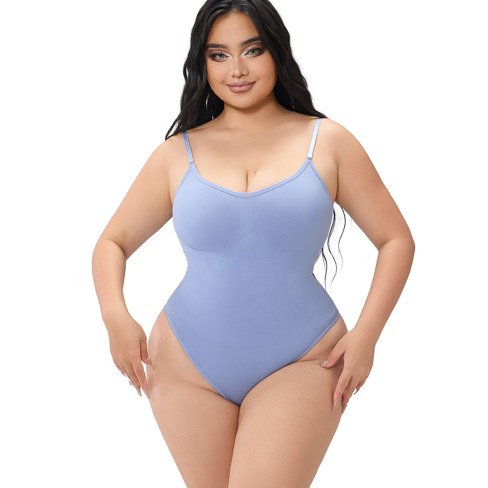 Ribbed Seamless Bodysuit with Contoured V-Neckline