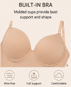 Plus Size Seamless Shapewear Bodysuit with Built-in Bra