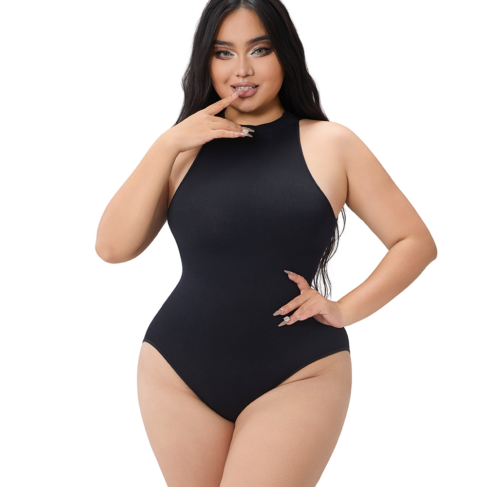 Slimming Sleeveless Ribbed Bodysuit for Curve Enhancement