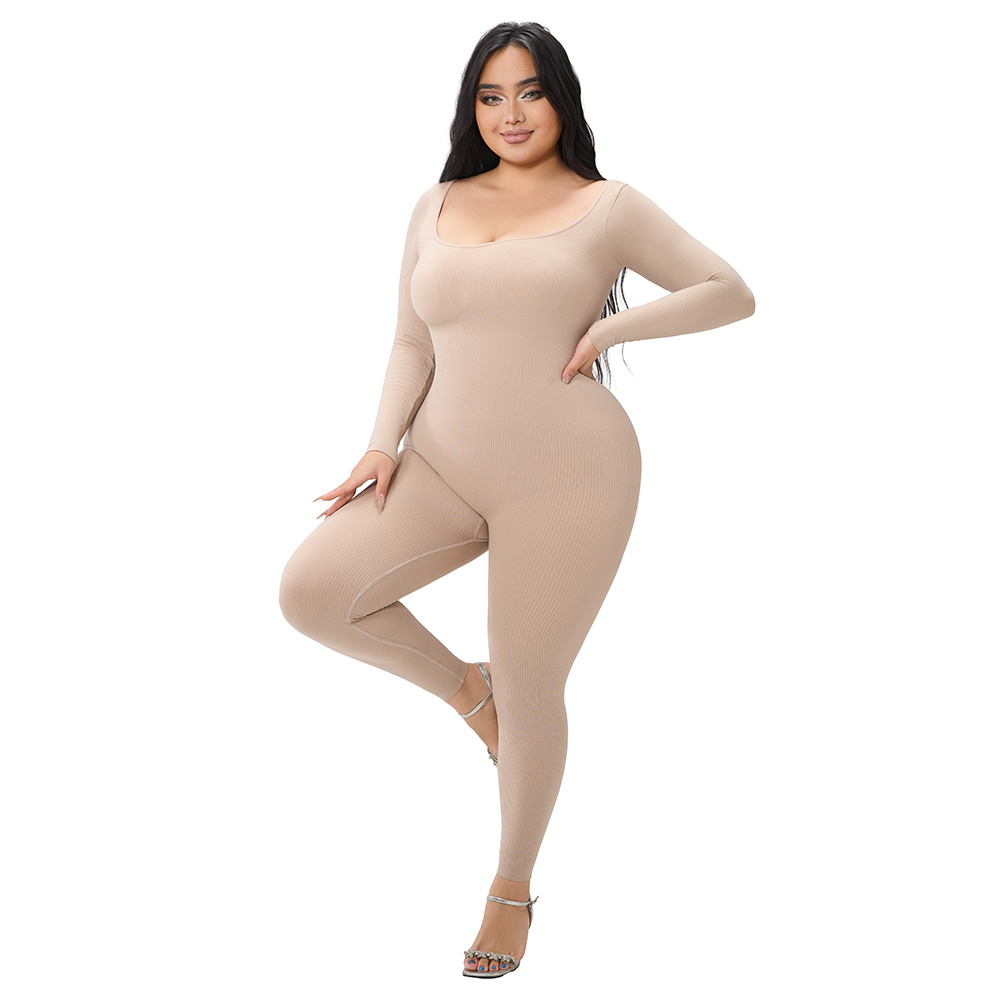 Women's Ribbed Long Sleeve Bodycon Jumpsuit