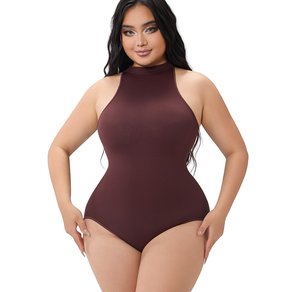 Slimming Sleeveless Ribbed Bodysuit for Curve Enhancement