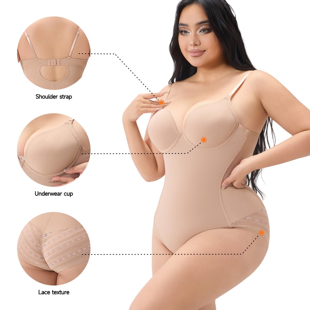 Plus Size Seamless Shapewear Bodysuit with Built in Bra Tummy Control Full Body Shaper for Women