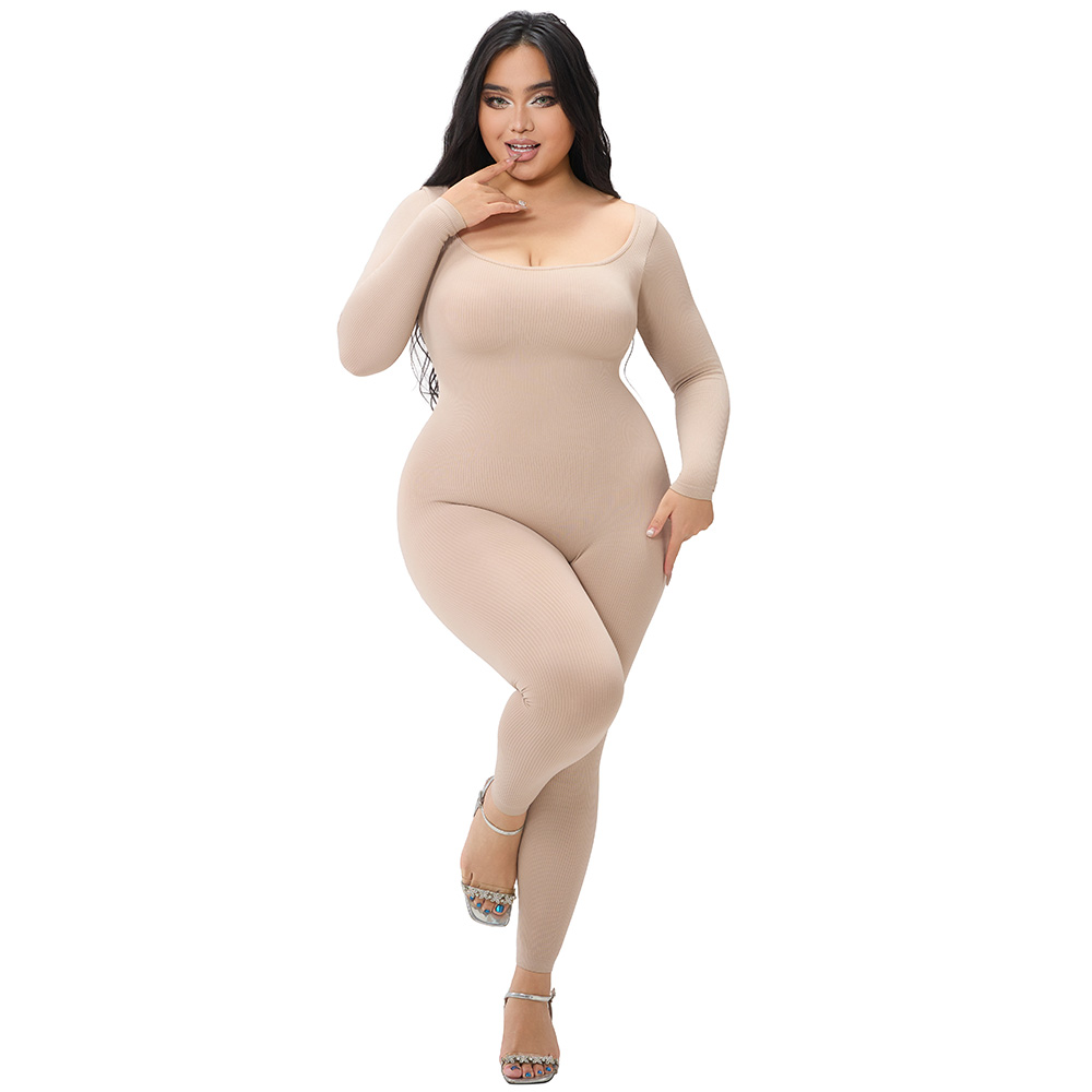 Women's Ribbed Long Sleeve Bodycon Jumpsuit