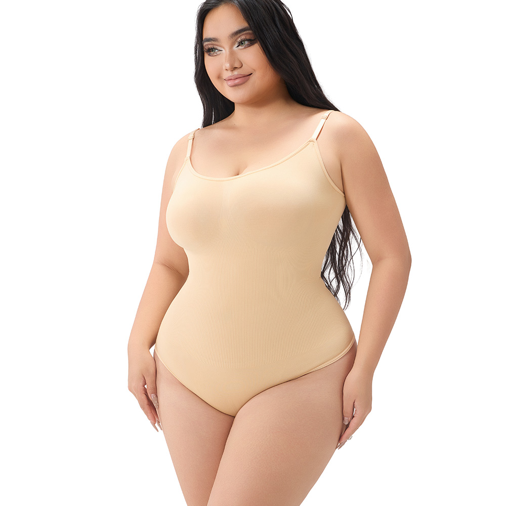 Ribbed Seamless Bodysuit with Contoured V-Neckline
