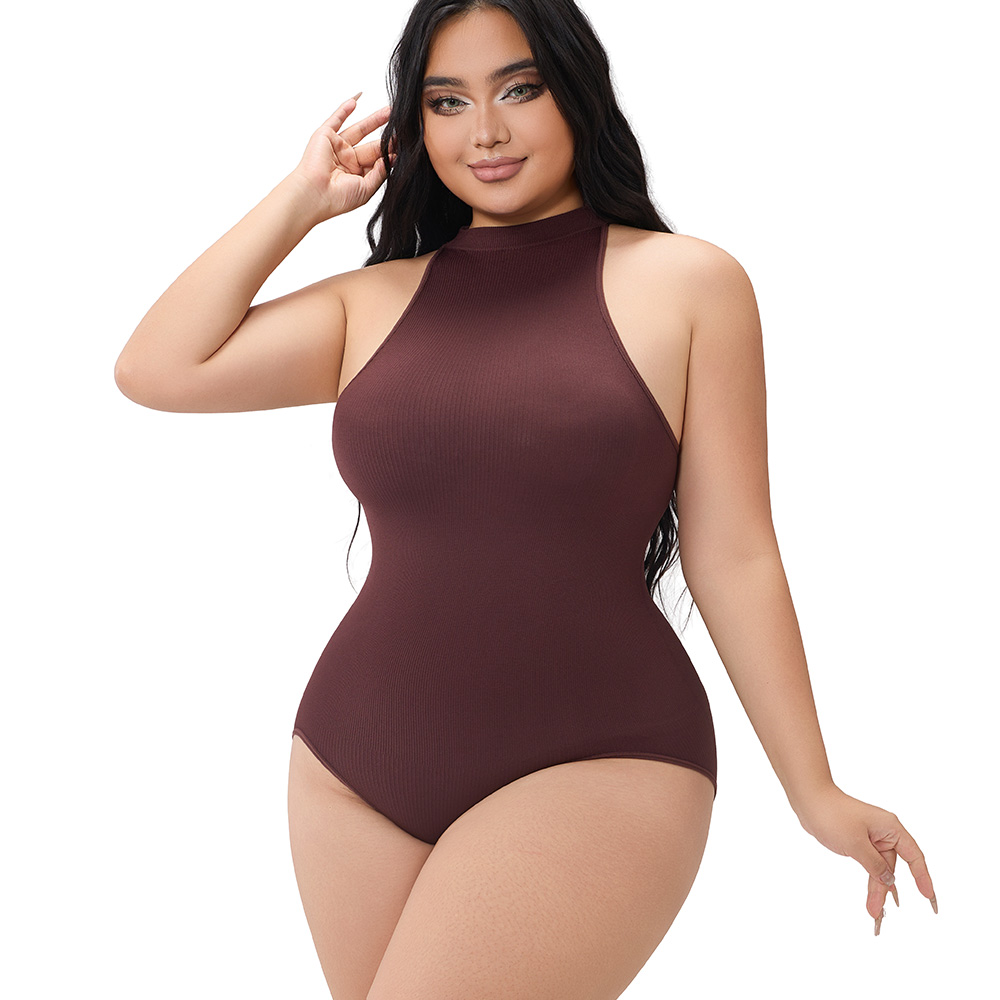 Slimming Sleeveless Ribbed Bodysuit for Curve Enhancement