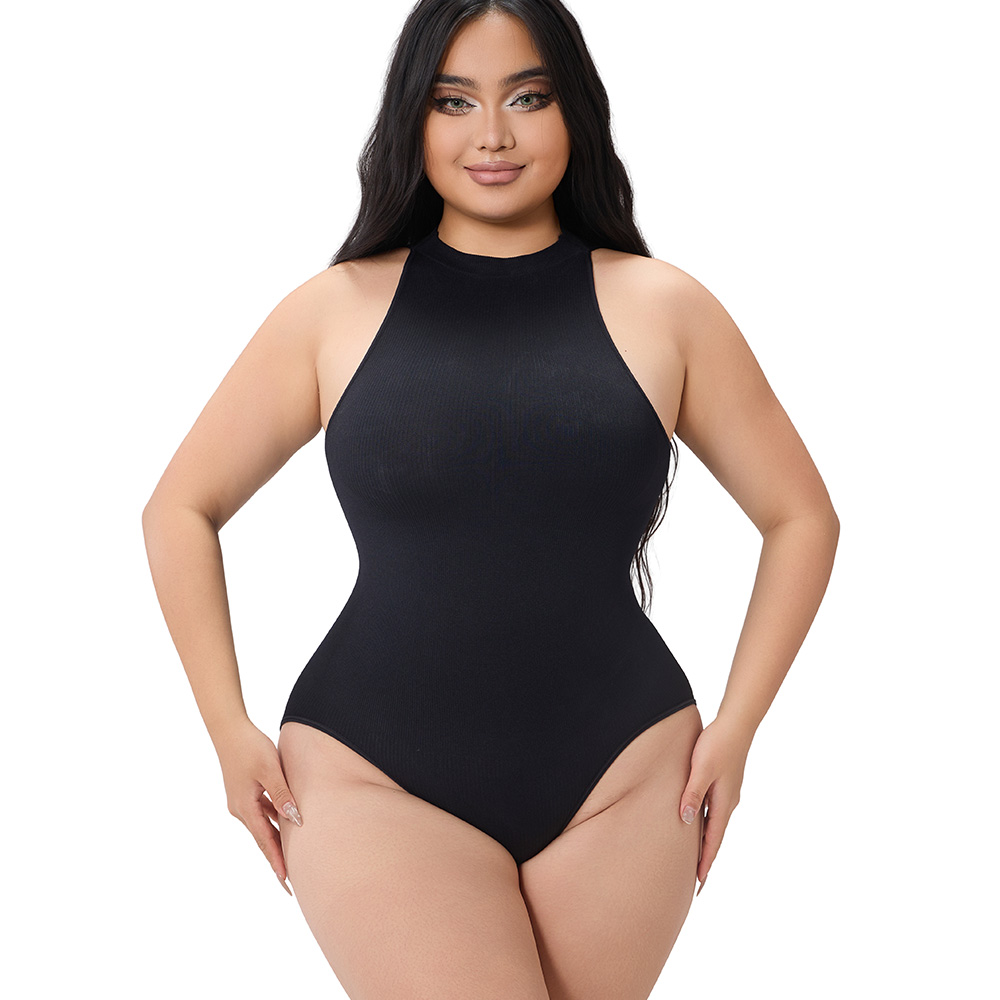 Slimming Sleeveless Ribbed Bodysuit for Curve Enhancement