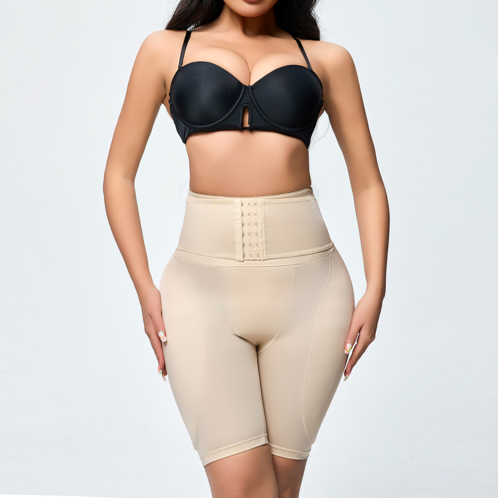 High Waist Hook-and-Eye Closure Butt Lifting Shaping Shorts