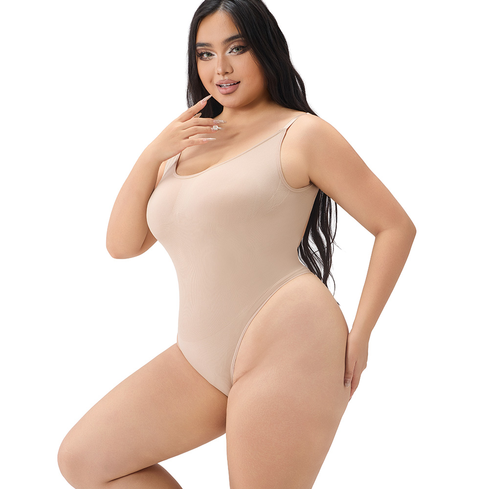 Clean-Cut Seamless Scoop Bodysuit in a Versatile Nude Palette