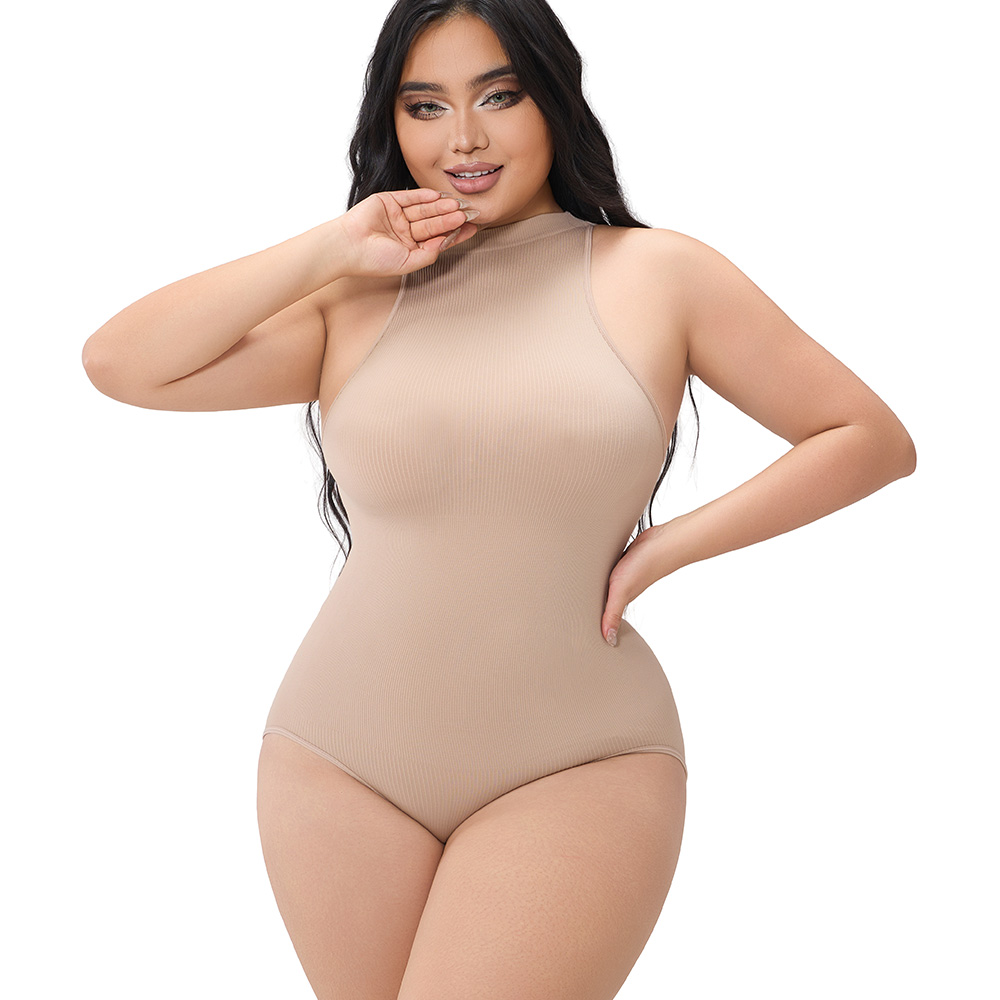 Slimming Sleeveless Ribbed Bodysuit for Curve Enhancement
