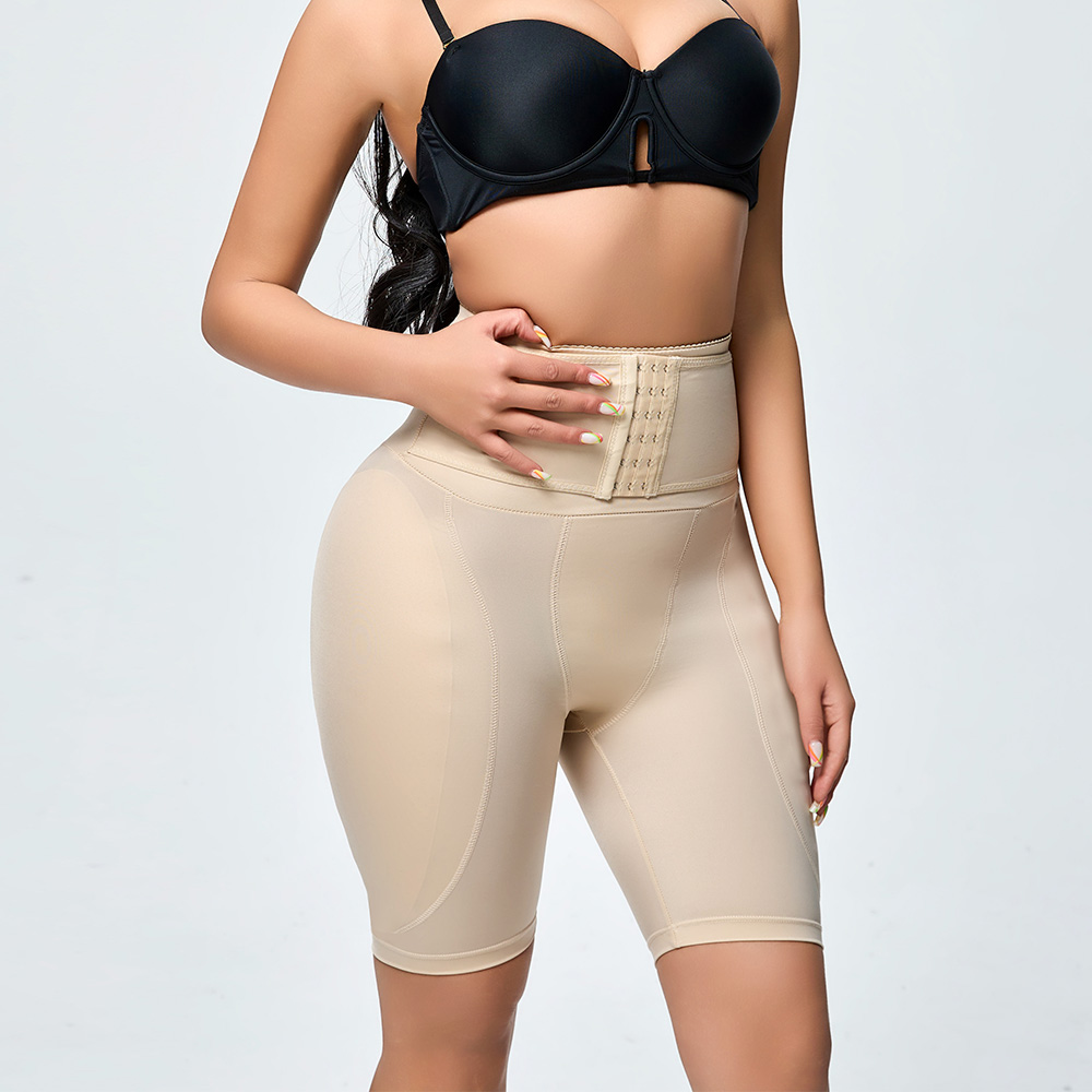 High Waist Hook-and-Eye Closure Butt Lifting Shaping Shorts