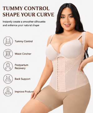 Women's Postpartum Waist Trainer Corset Vest Tummy Control Shapewear with Adjustable Hooks  Bust Support