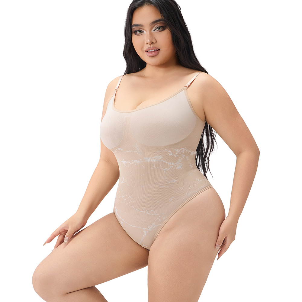 Ultra-Lightweight Marble Pattern Bodysuit for a Refined Silhouette