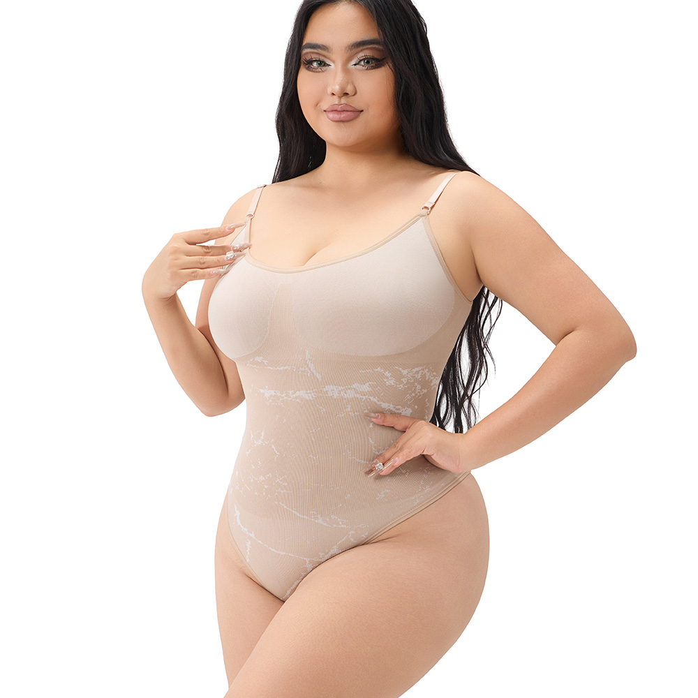 Ultra-Lightweight Marble Pattern Bodysuit for a Refined Silhouette