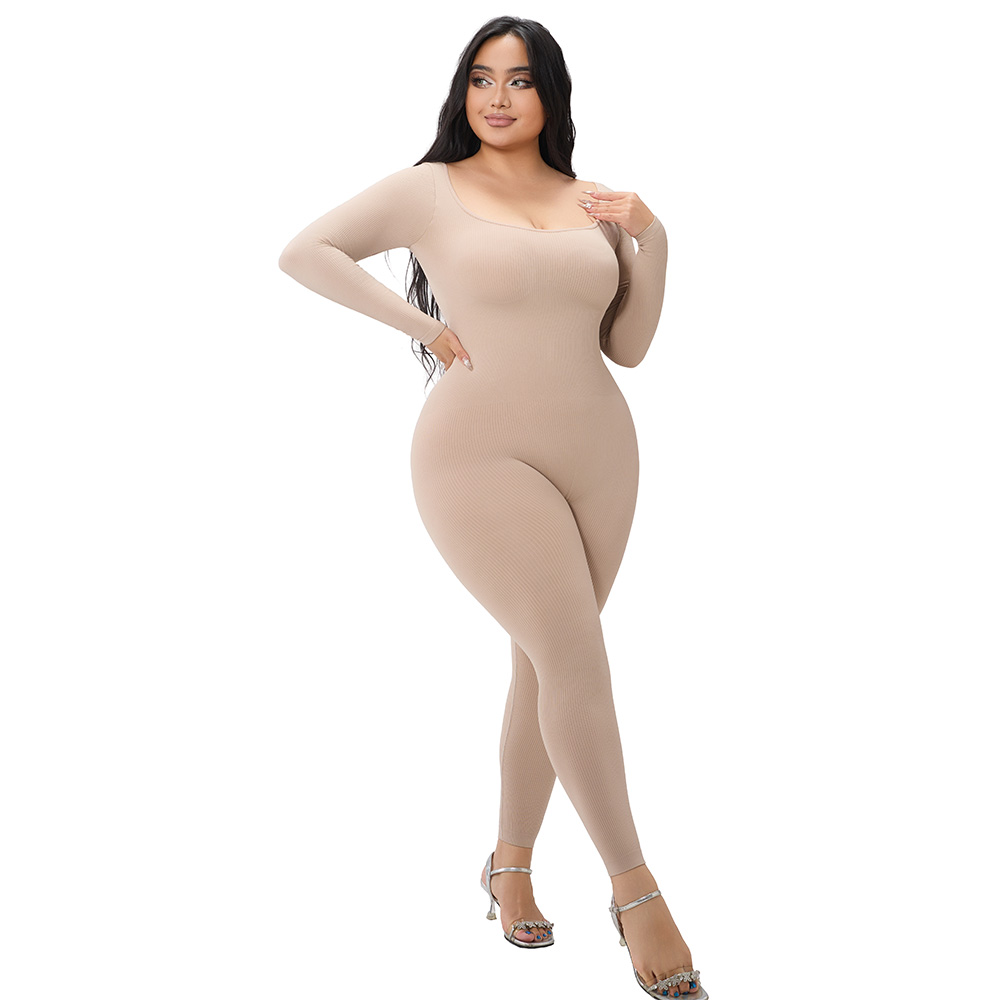 Women's Ribbed Long Sleeve Bodycon Jumpsuit