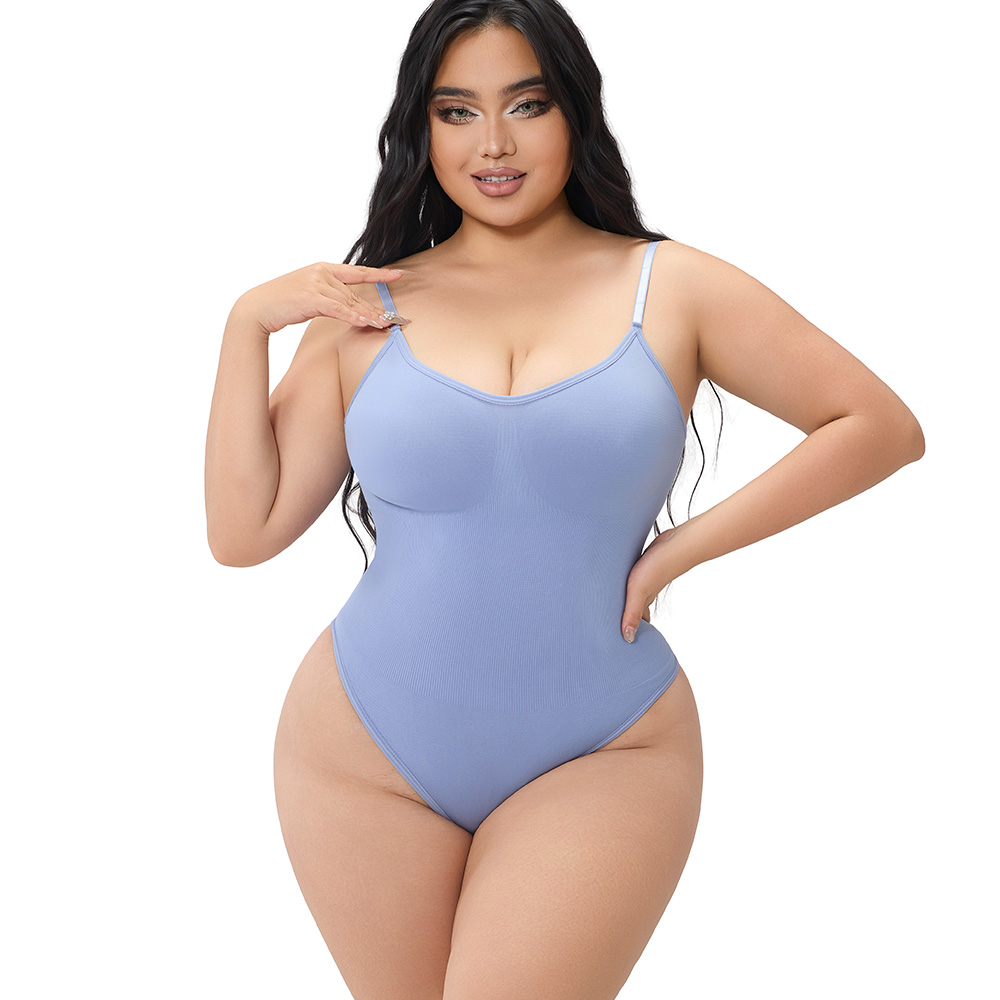 Ribbed Seamless Bodysuit with Contoured V-Neckline