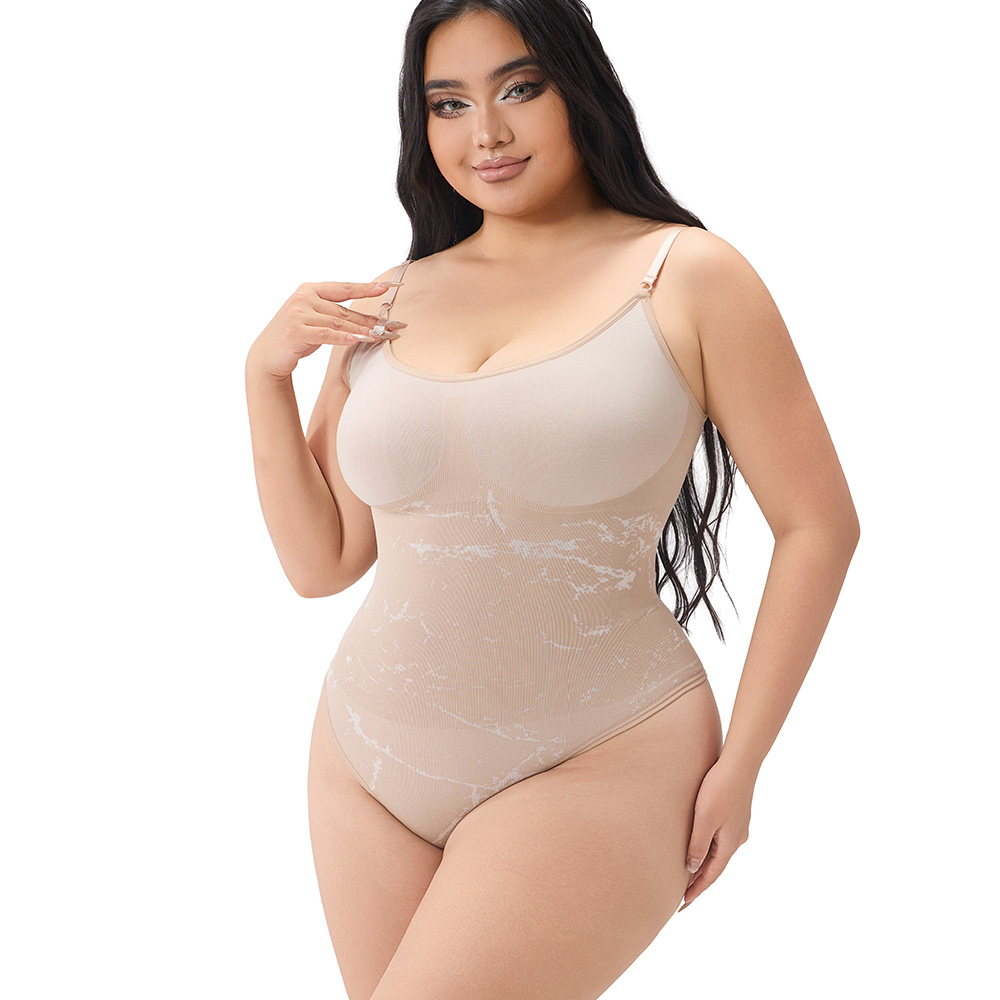 Ultra-Lightweight Marble Pattern Bodysuit for a Refined Silhouette